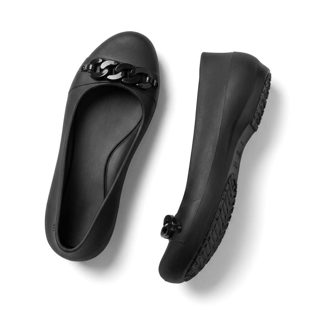 Crocs Gianna Link Ballerina Flats Shoes Black Comfort Slip On Womens 9